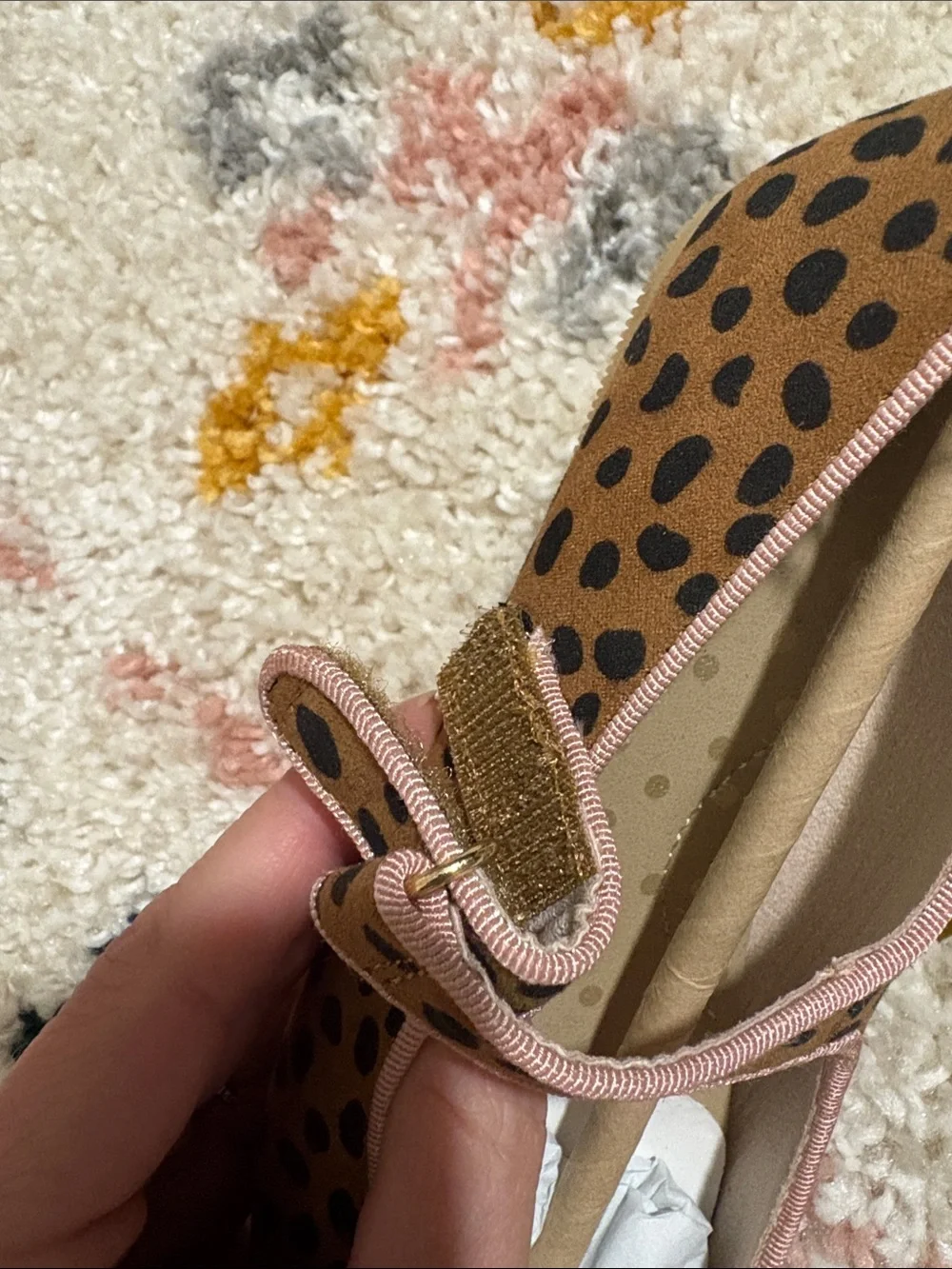 Cat & Jack Brown Leopard Print Mary Jane Shoes with Pink Trim